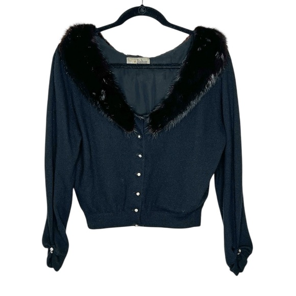 Vintage Dalton Cashmere and Fur Black Cardigan - Picture 12 of 12